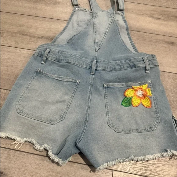 Denim Overalls with Floral Embroidery - Picture 5 of 8